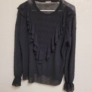 Zara Black Ruffled Blouse